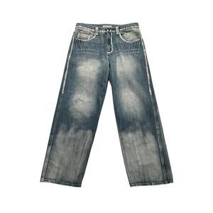 Vintage Red Barbeque Faded Washed Denim